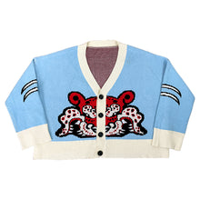 Load image into Gallery viewer, CG Panther Cardigan Blue &amp; Red
