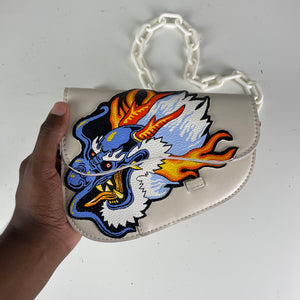 -Hand Painted Dragon Saddle Bag-